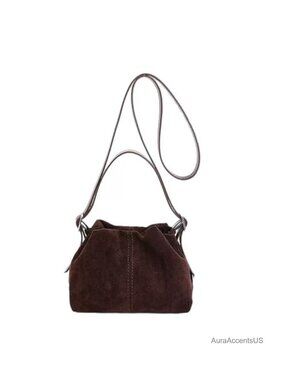 Women's Faux Suede Drawstring Bucket Bag 3-in-1 Crossbody Shoulder Tote Handbag